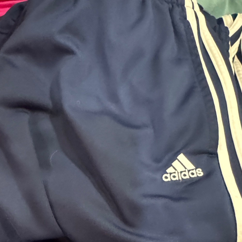 Adidas Kids Dark Blue Joggers with White Stripes
